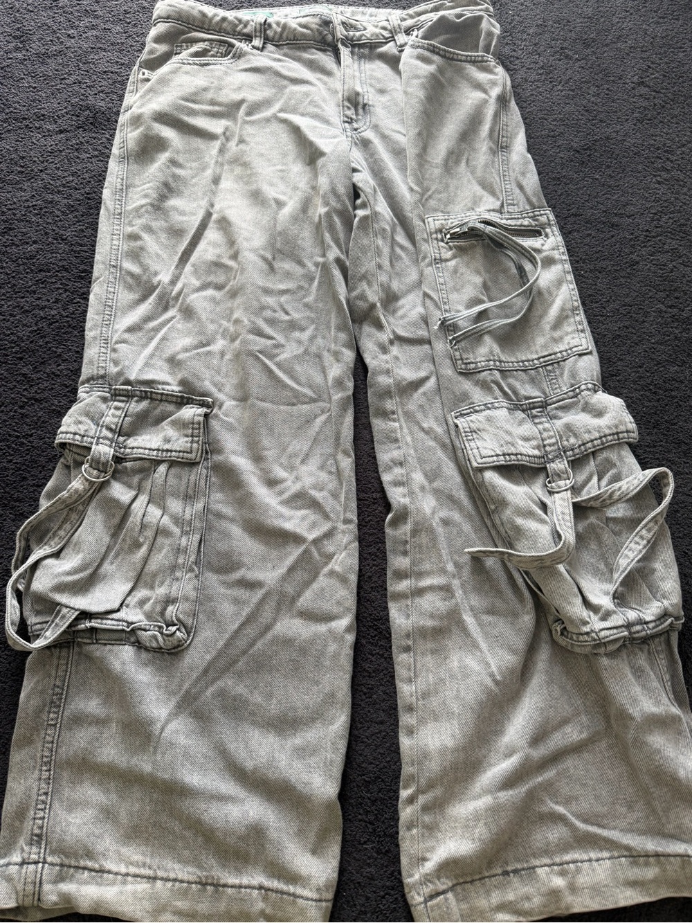 wild fable Gray Denim Cargo Pants with Green Label